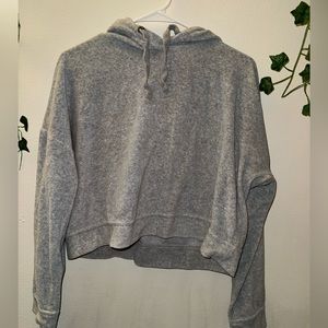 Grey velvet hoodie